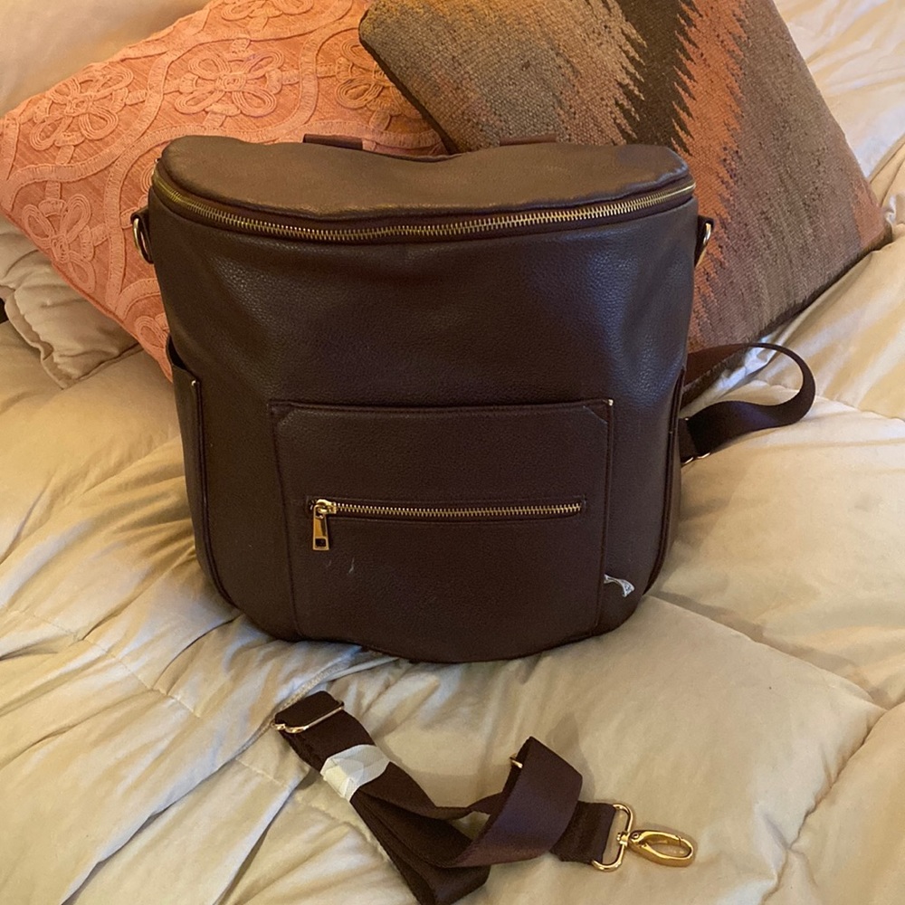 Burgundy/deep purple fawn design bag with gold hardware